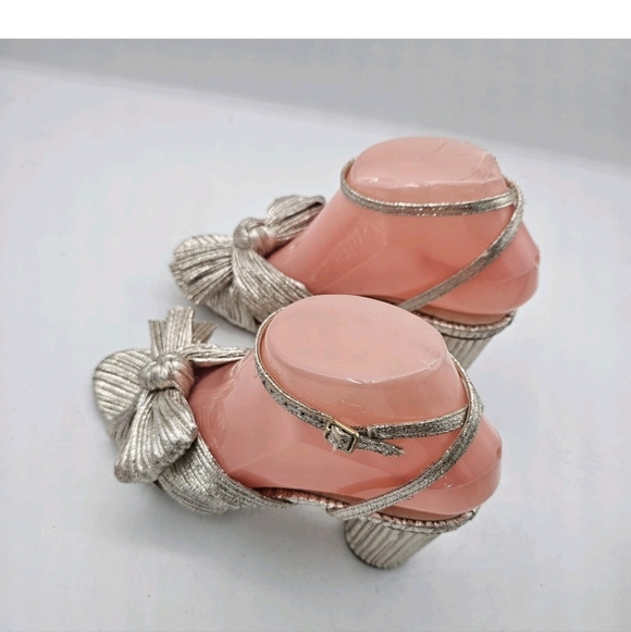 Loeffler Randall Camellia Bow-Embellished Lamé Sandals - Picture 15 of 16